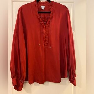 Chico’s Deep Red Long-sleeved Top Size 3